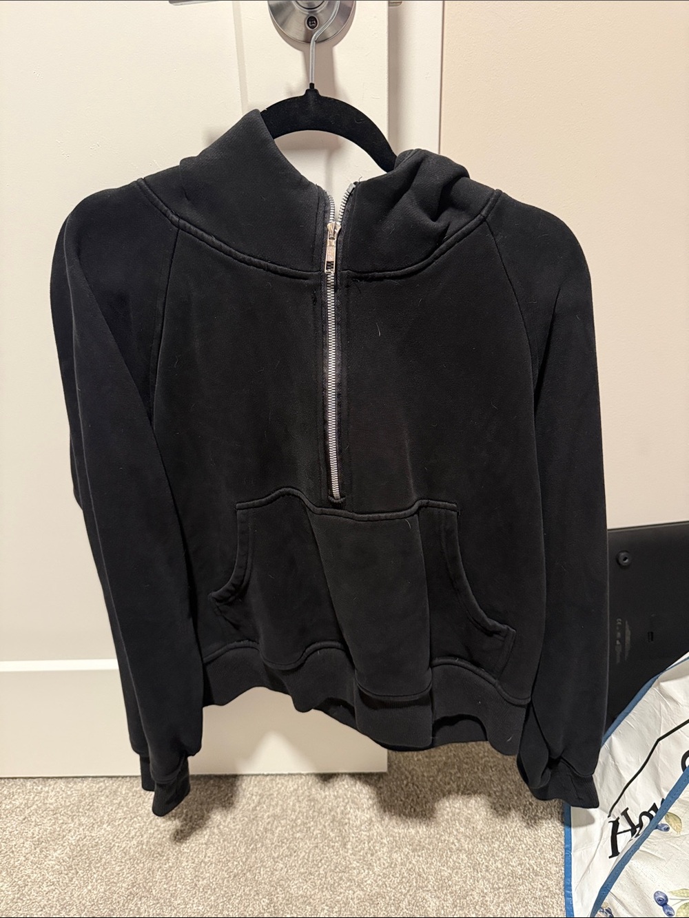 Kids' Black Half-Zip Hoodie Jacket